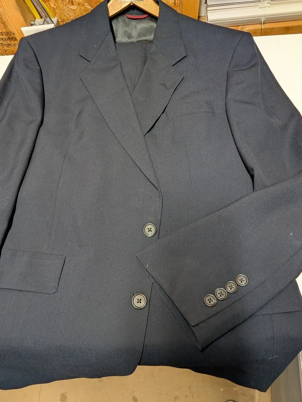 Hart Schaffner Marx (44Rx38x29) Navy Single-Breasted Suit